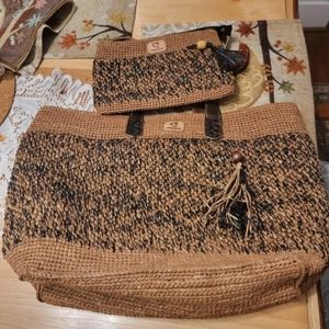 Tan and Black Raffia Hamdmade Bah
